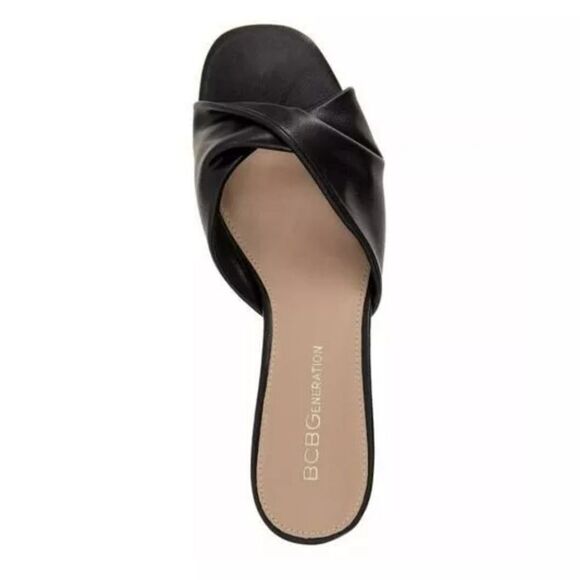 New BCBGeneration Mebba Slide Sandal BCBG black glass crystal clear heel size 7 - Picture 2 of 7